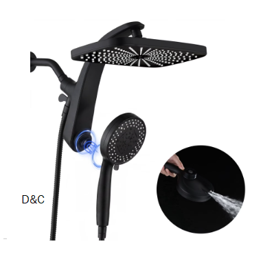 KESTE 12 Inch Shower Head with Handheld Combo, High Pressure Rain Showerheads with 9 Modes Handheld Shower, Magnetic Docking, Detachable Dual Shower Heads for Bathroom, Black