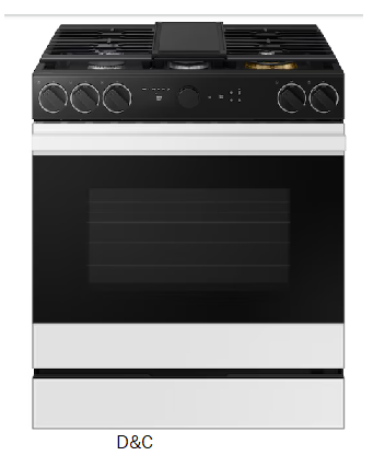 Samsung Bespoke 30-in 5 burners 6-cu ft Air Fry Convection Oven Slide-In Natural Gas Range ( White Glass )
