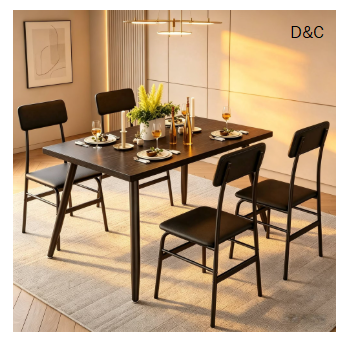 Dining Table Set for 4, Lofka Modern Kitchen Table and 4 Chairs for Small Spaces & Breakfast Nook, Black