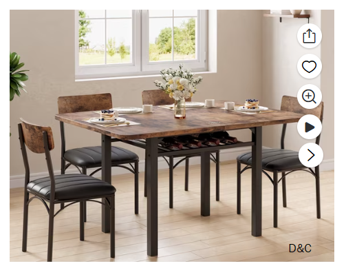 Hijob 47in Extendable Dining Table, Dining Table for 2-6, Kitchen Dining Room Table with Storage Shelf, Space Saving Expandable Wood Square Dinner Furniture(Only Table)