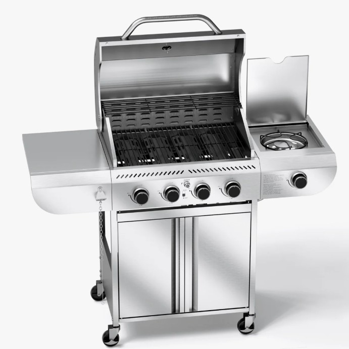 COWSAR Stainless steel 4 -Burner Liquid Propane Gas Grill 1 -Side Burner