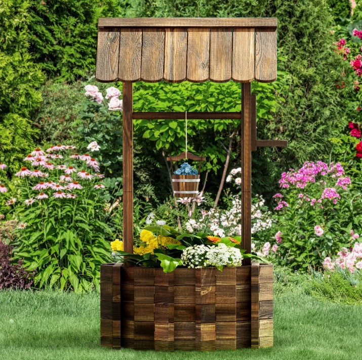 Dontrelle 53.5” H x 25.2” W Wood Wishing Well Planter