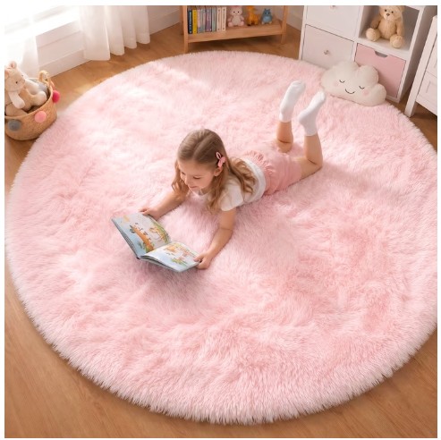 Sanmadrola Super Soft Fluffy Indoor Area Rugs 4×4 Feet, Fuzzy Rugs for Bedroom Living Room, Shaggy for Nursery Baby Room Kids Rugs, Furry Rug Shag Carpet for Boys Girls Dorm Room