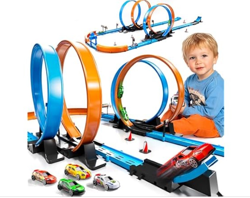 Race Track Set 4 Cars 4 Loops 35-Piece