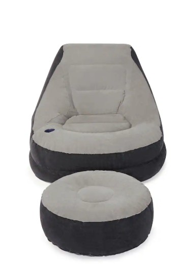 Intex – Inflatable Ultra Lounge Chair With Cup Holder And Ottoman Set – Gray