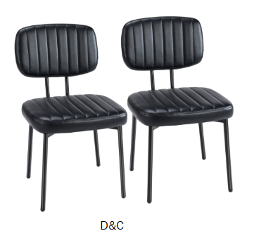 edx Dining Chairs Set of 2, Mid Century Modern Kitchen Chairs with Faux Leather for Kitchen, Living Room, Black