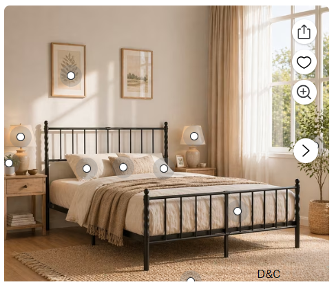 Classic Metal Platform Bed Frame with Headboard and Footboard, Heavy Duty Steel Mattress Foundation, No Box Spring Needed