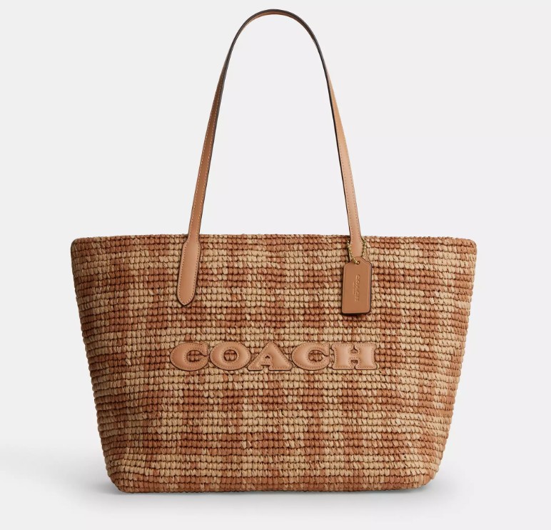 City Tote Bag With Gingham Print
