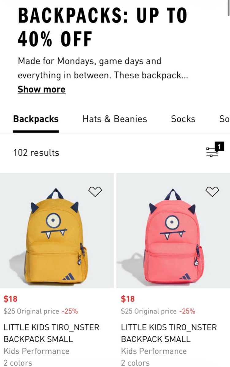 Adidas LITTLE KIDS TIRO_NSTER BACKPACK SMALL Only $14!
