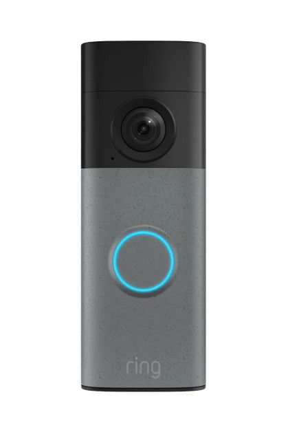 Ring – Battery Doorbell (newest model) Retinal 2K with wide-angle video, up to 6x Zoom, Two-Way Talk, and Built-In Battery – Speckled Grey