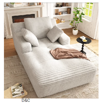 67” Oversized Chaise Lounge Chair, Cloud Plush Corduroy Sofa Bed for Living Room, Modern Deep Seat Sleeper Couch with Back Cushion, No Assembly Required, (Oyster White)