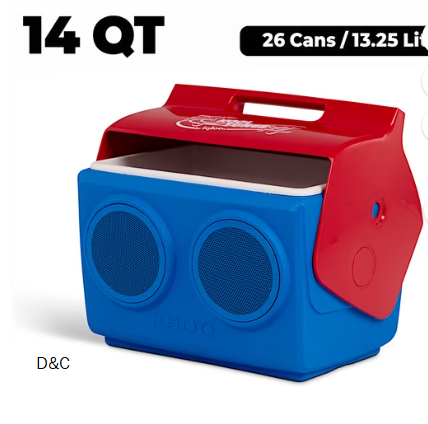Igloo Playmate KoolTunes 14 QT Hardsided Cooler with Built-In Bluetooth Speakers, Americana