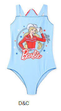 Rodeo Barbie Girls One Piece Swimsuit, Sizes 4-12