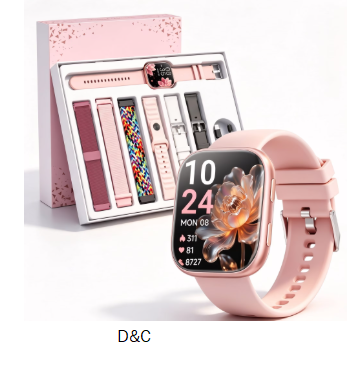 Mingdaln 7 Bands Gift Set Smart Watches Fits for Android iPhone , [1.85″ AMOLED Screen] Smartwatch for women，Fitness Tracker Ip68 Waterproof with Bluetooth Calls, AI Control, 7 Days Battery，Pink