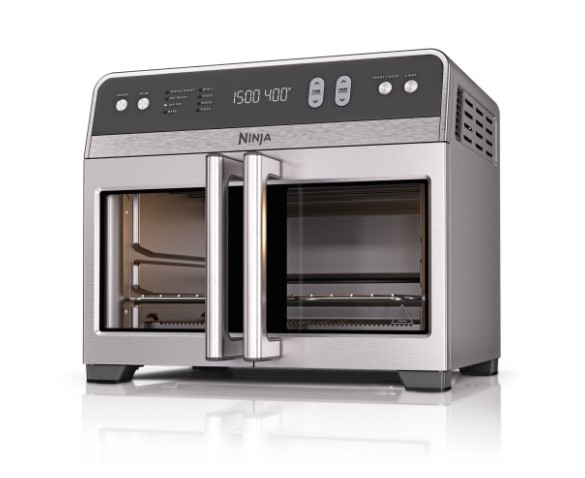 Ninja French Door 8-in-1 Countertop Oven, with Smart Surroundair Technology and Air Fry Function, Dishwasher Safe, 6 Pieces, FO100 Silver