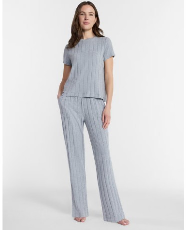 Lissome Women’s Rib Knit Top and Pants Pajama Set, 2-Piece, Sizes S-3X
