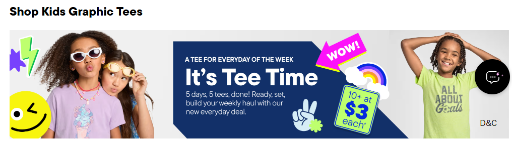 Childrens Place Tee’s $3 each with 10+ buy