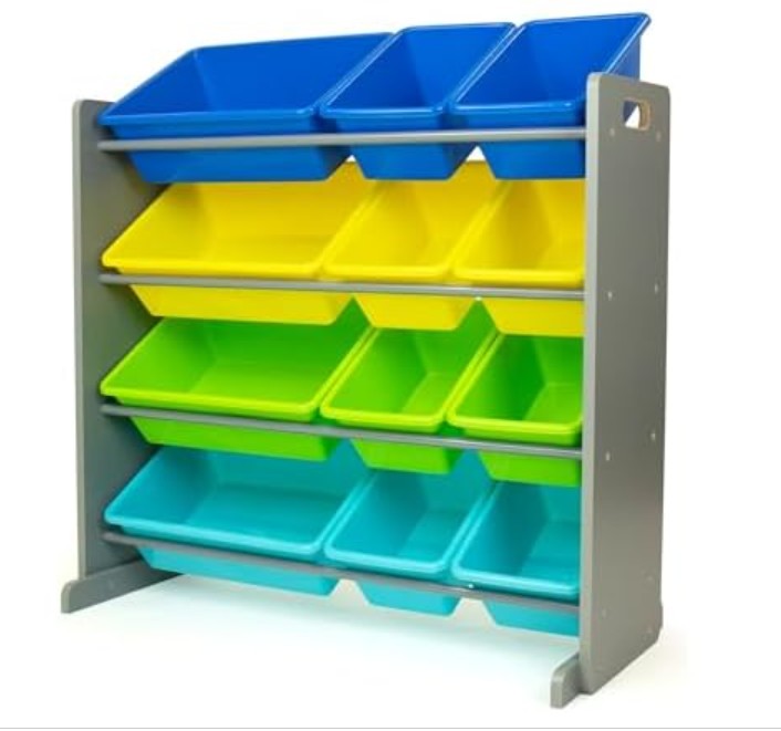 Humble Crew Kids Toy Organizer with 12 Bins, 4 Tier Storage for Playroom