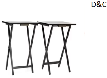 Mainstays Rubberwood Folding TV Tray Table, Black (Set of 2)