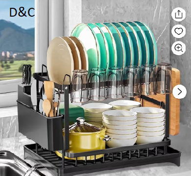 Riousery 2-Tier Stainless Steel Dish Rack with Auto Drainage System