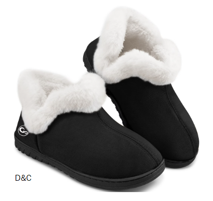 Ecetana Womens Slippers Faux Fur Warm House Shoes Fuzzy Memory Foam Closed Back Slippers