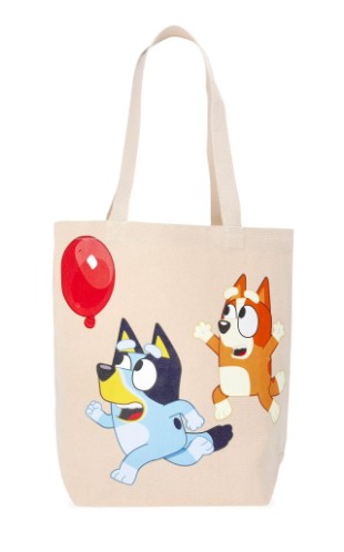 Bluey Women’s Balloon Fun 13.5″ Tote Bag, Natural Canvas
