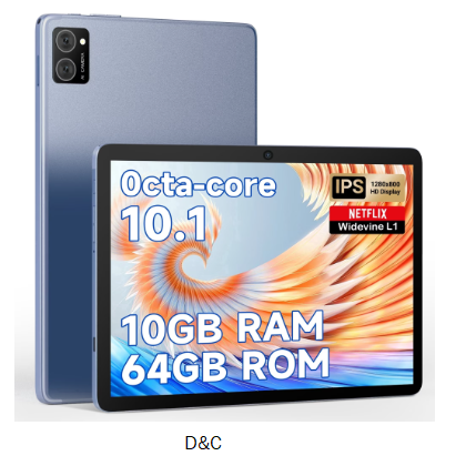 Digiland 10.1 Inch Octa-Core Processor Tablets for adult ,10GB RAM 64GB ROM 1TB Expand,6000mAh Battery,Wi-Fi,BT 5.0,Dual Camera,GMS,Gray