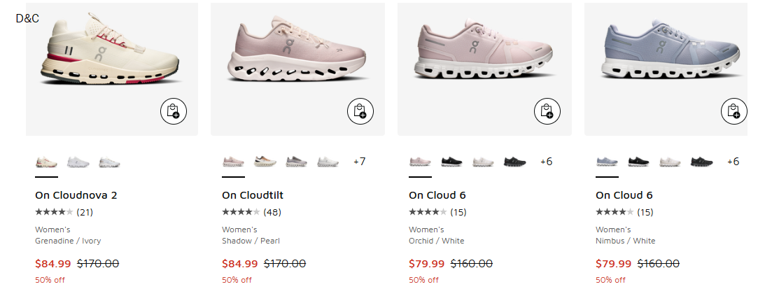 50% off cloud sneakers