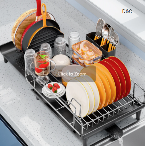 Stainless Steel Kitchen Dish Rack,Expandable Dish Drying Rack,Plate Rack,Extra Large Capacity Dish Drainer