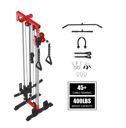 Mikolo Cable Crossover Machine, Lat Pull Down Machine, Wall Mounted Pulley Tower functional trainer with Adjustable 26 Positions Dual Pulley System, Lat Pulldown Cable Training for Home Gym Fitness