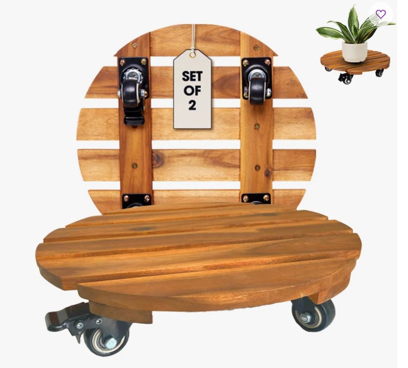 Panorea Wood Caddy Plant Stand (Set of 2)