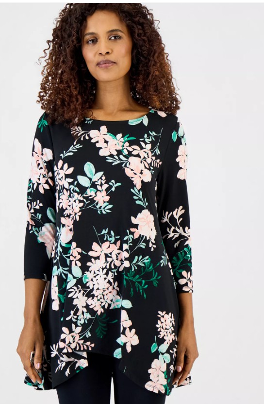 Women’s Printed 3/4-Sleeve Knit Top