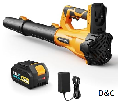 Cordless Leaf Blower with 4.0Ah Battery and Charger, Powerful Electric Leaf Blowers with 6 Adjustable Wind Speed, Lightweight Portable Leaf Cleaner for Patio