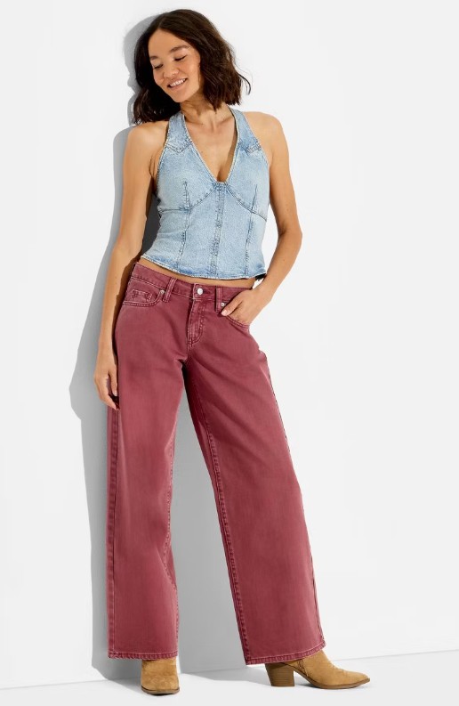 Women’s Low-Rise Baggy Jeans – Wild Fable™ Grape Purple 14