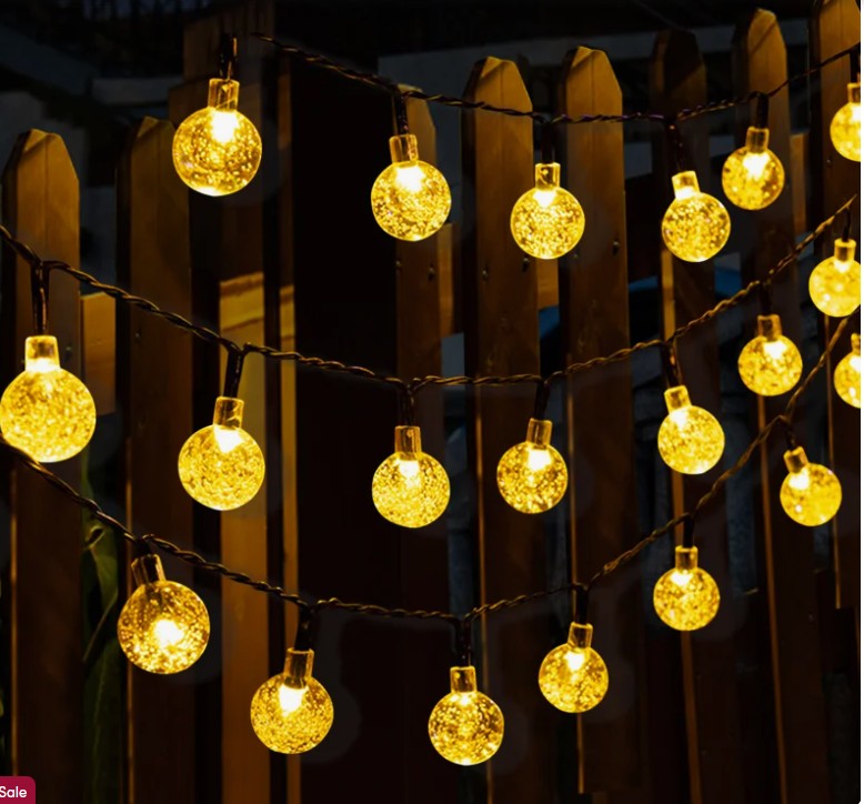 Cottone 256” Outdoor Solar Powered Lights Decorations with 8 Modes 30-Bulb Globe Integrated LED String Lights (Set of 2)