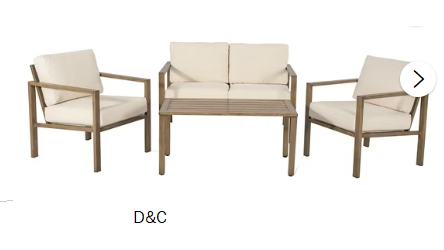 Mainstays Dashwood 4-Piece Outdoor Conversation Set, Cream