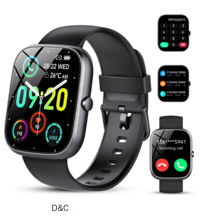 Smart Watch Fits for Android and iPhone, IP68 Waterproof Smartwatch for Women Men 100+ Sports Modes 1.91-inch Fitness Tracker, Smart Watch with Bluetooth Call(Answer/Make Calls), for Gift Black