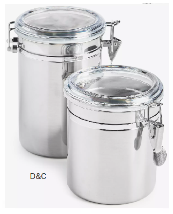 Stainless Steel Clamp-Lid Canisters, Set of 2