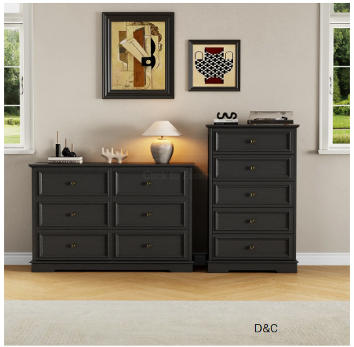 Vintage 2-Piece Set: 6-Drawer Wide Dresser And 5-Drawer Tall Chest