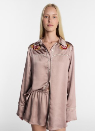Kacey Lee Women’s Satin Sleep Shirt with Long Sleeves, Size XS-XXL