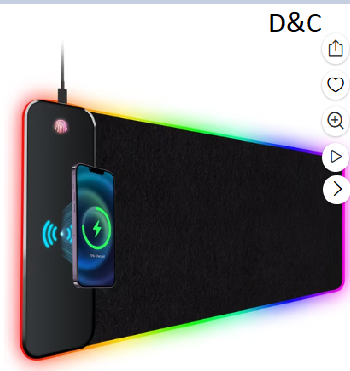 SANPTENT RGB 15W Large Keyboard Pad Wireless Charger Gaming Mouse Pad, Desk Mat with 10 Light Modes