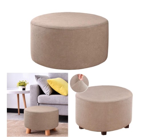 Small Ottoman With Sliding Cover, Footrest, Seat Cover, Removable Storage Ottoman , Kahki