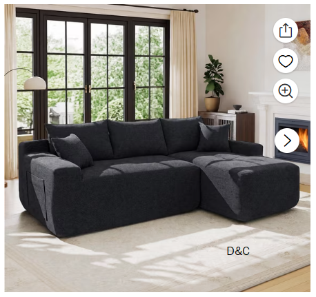Lunale L-Shaped Modular Sectional Sofa with Right Chaise, No Assembly Required, Boneless Polyester Cloud Couch for Living Room, Gray