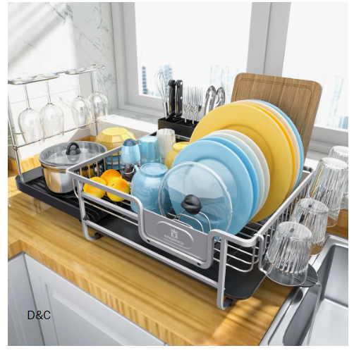 Stainless Steel Kitchen Dish Rack, Adjustable Dish Drying Rack,Plate Rack, Extra Large Capacity Dish Drainer