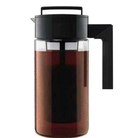 Takeya Cold Brew Tritan Plastic Coffee Maker Pitcher with Airtight Lid, 1 Quart, Black