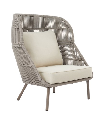 Better Homes & Gardens Tarren Beige Outdoor High-Back Accent Chair with Cushions