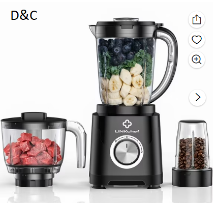 LINKChef Smoothie Blender 57oz Food Processor Combo with Powerful Chopper Grinder