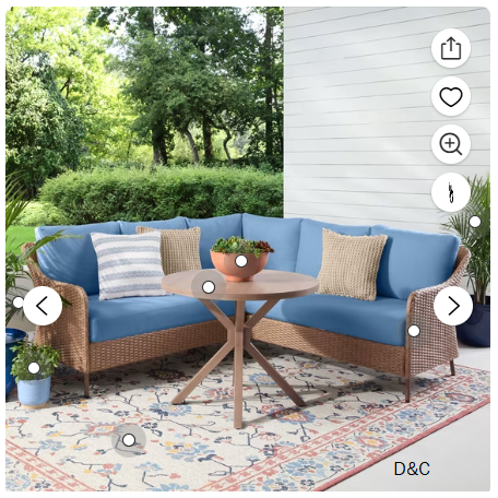 Mainstays Chelsea Outdoor Patio 4-Piece Sectional Dining Set, Blue