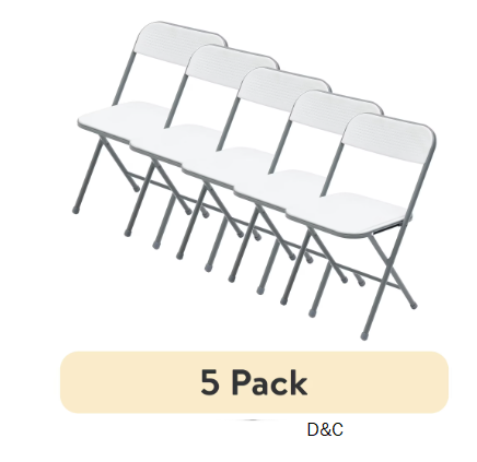 (5 pack) Mainstays Banquet Resin Folding Chair, White, Set of 2
