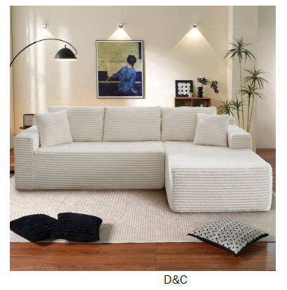 Muumblus Modular Sectional Sofa, Oversized L-Shape Cloud Couch, Modern Corduroy Sleeper Couches for Living Room, No Assembly Required, Beige (Right Facing Chaise)
